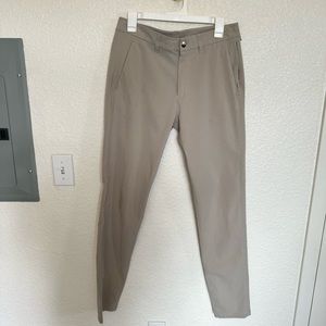 Lululemon Commission Slim-Fit Pant Mens Ventlight Pants Size 30 ABC Grey Tan